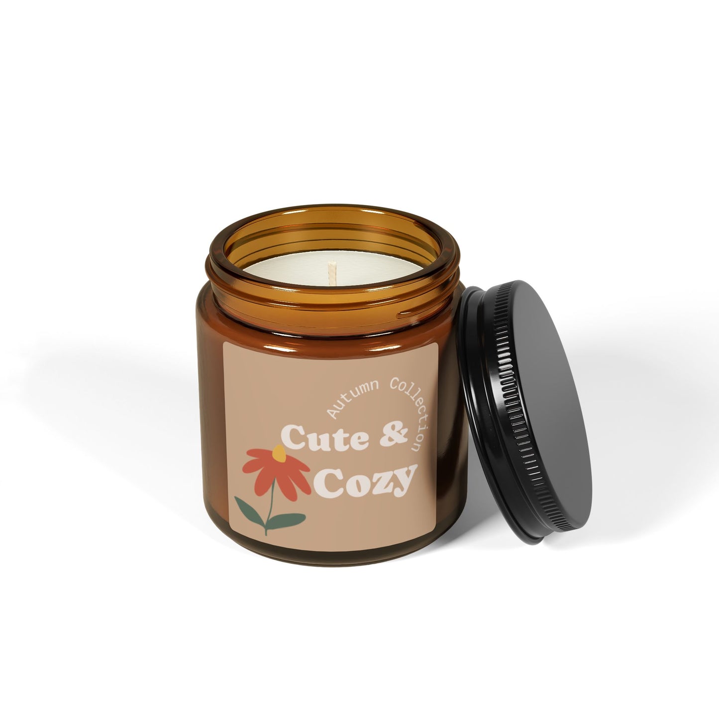 Cozy Scented Candle, Cute Gift for Home Decor, Relaxation, Aromatherapy, Multi-Size Soy Candle in Amber Jar