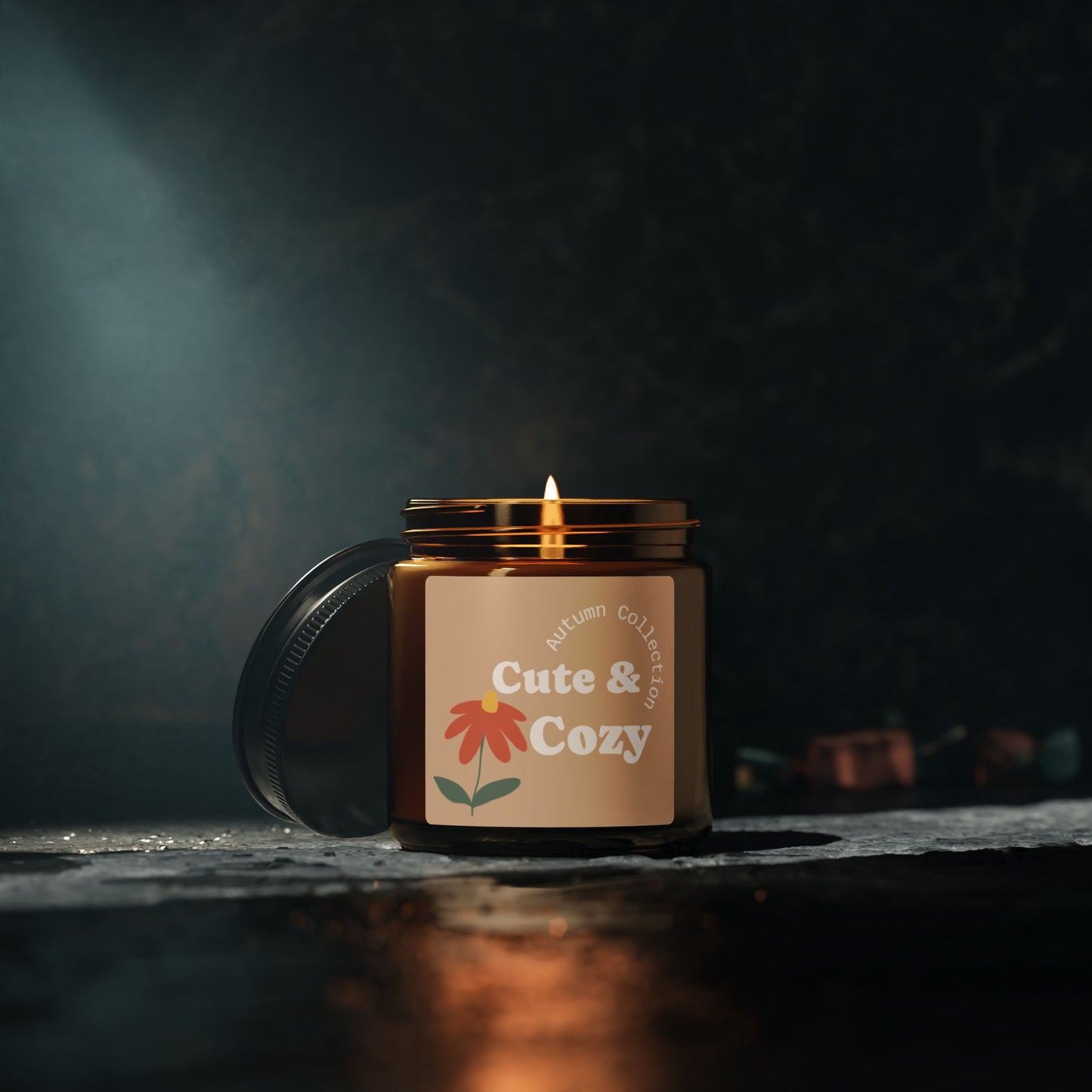Cozy Scented Candle, Cute Gift for Home Decor, Relaxation, Aromatherapy, Multi-Size Soy Candle in Amber Jar