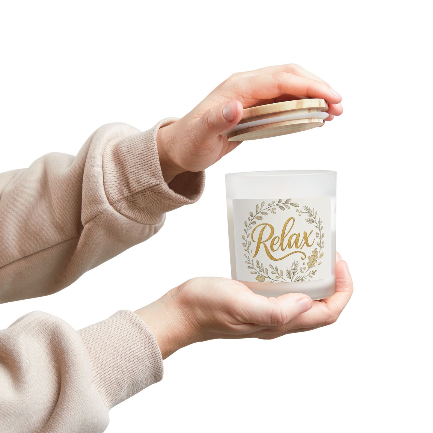 Relaxing Frosted Glass Candle - Aromatherapy Gift, Home Décor, Wellness Candle, Self-Care, Stress Relief, Mindfulness