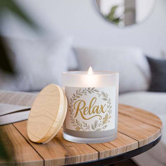 Relaxing Frosted Glass Candle - Aromatherapy Gift, Home Décor, Wellness Candle, Self-Care, Stress Relief, Mindfulness